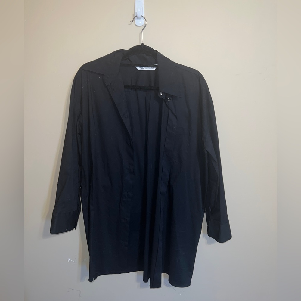 Zara black button down dress